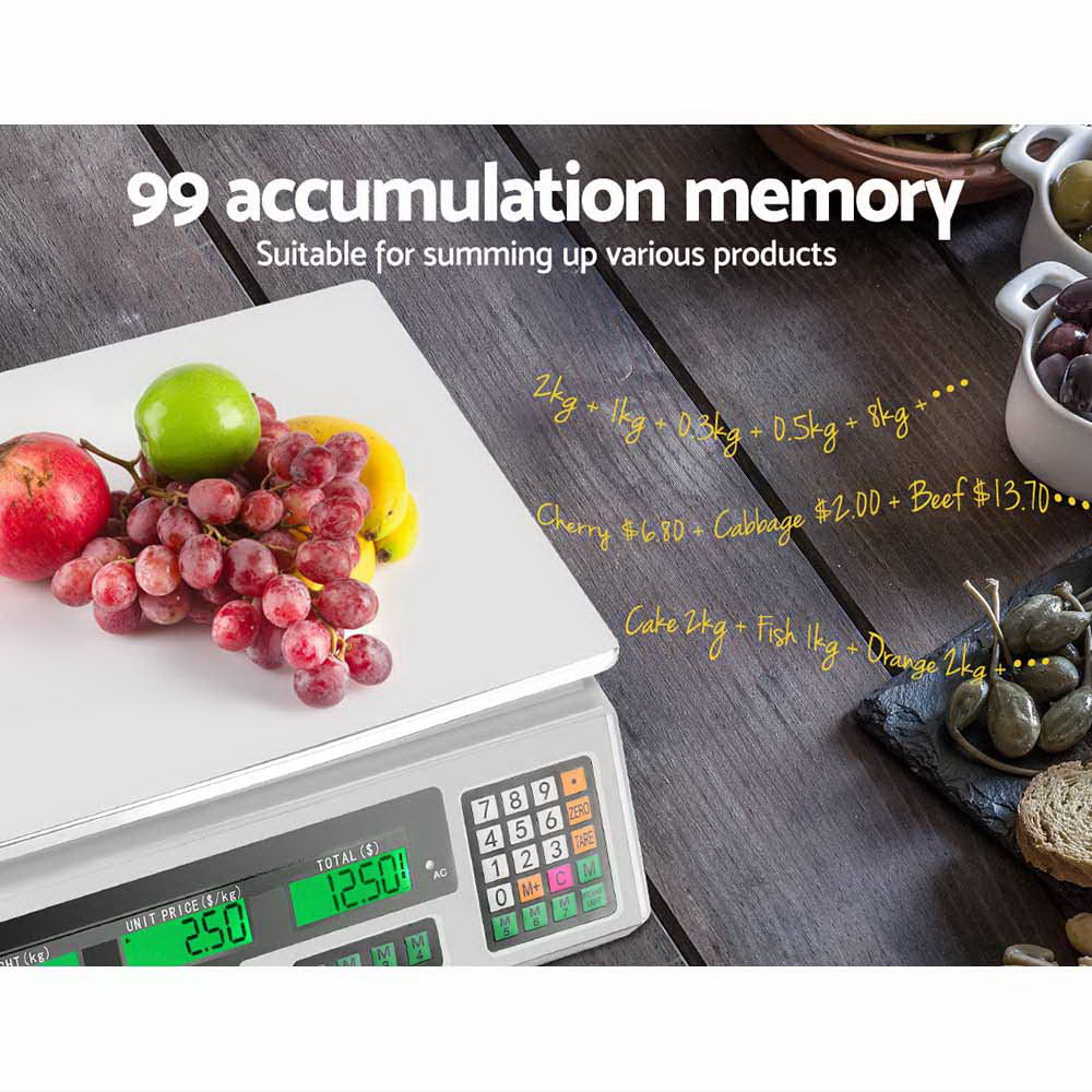 emajin-scales-digital-accurate-40kg-weighing-kitchen-scales-platform-scales-lcd-white at www.mallsonline.com.au