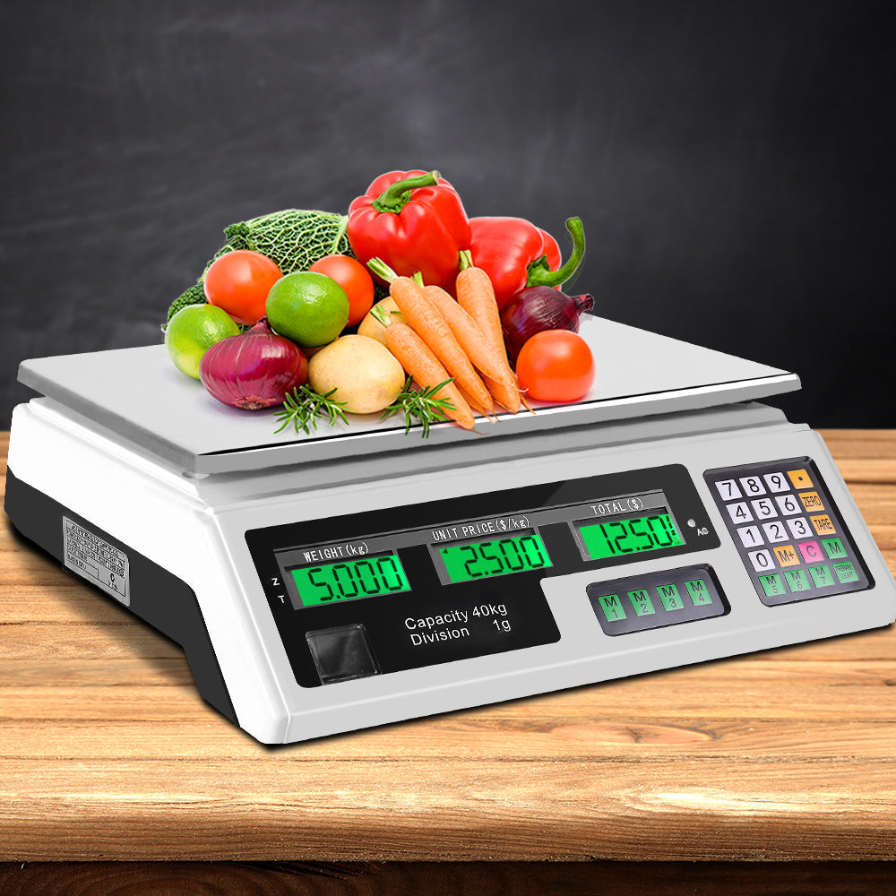emajin-scales-digital-accurate-40kg-weighing-kitchen-scales-platform-scales-lcd-white at www.mallsonline.com.au