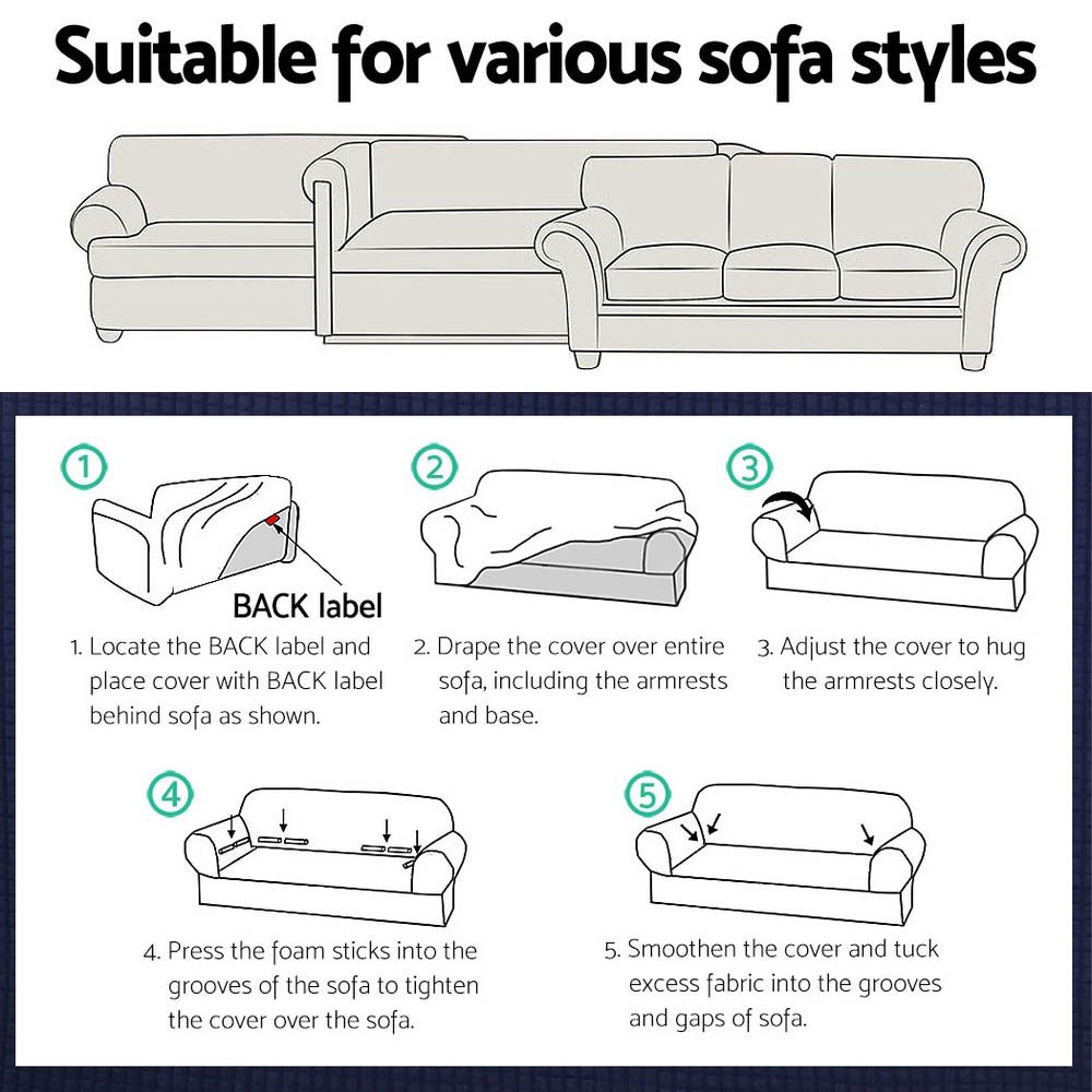 Artiss Sofa Cover Couch Covers 3 Seater High Stretch Grey