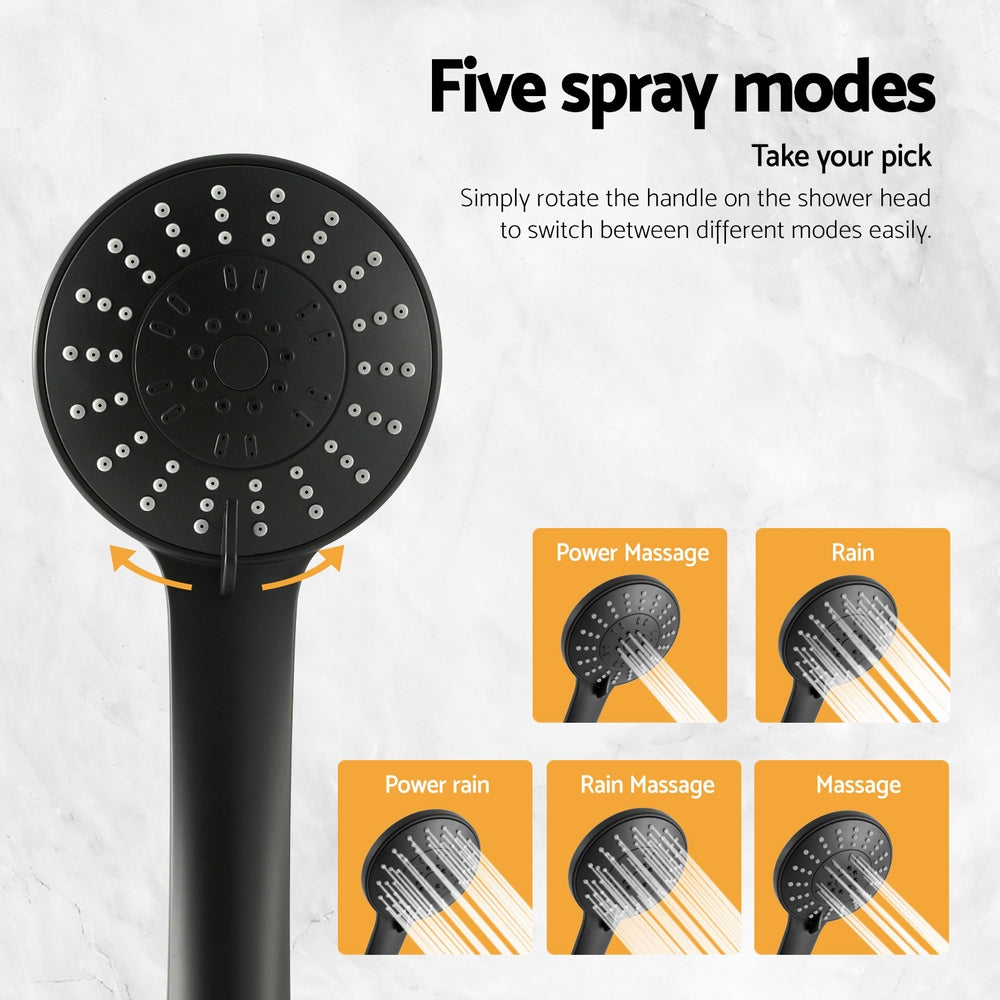 handheld-shower-head-4-5-high-pressure-5-modes-poweful-round-black at www.mallsonline.com.au