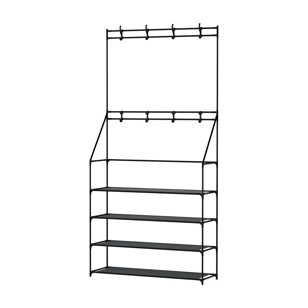 artiss-shoe-rack-coat-hat-stand-hallway-shoes-storage-tree-metal-shelves-black at www.mallsonline.com.au