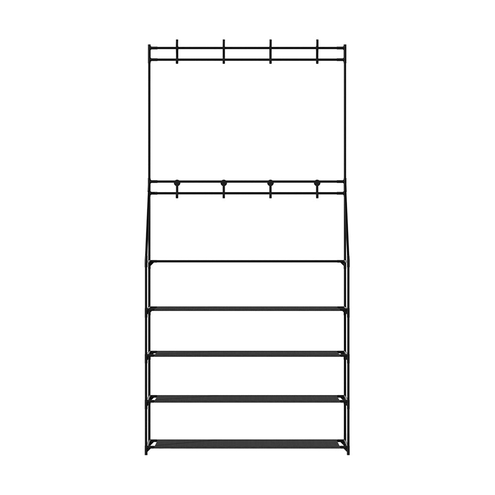 artiss-shoe-rack-coat-hat-stand-hallway-shoes-storage-tree-metal-shelves-black at www.mallsonline.com.au