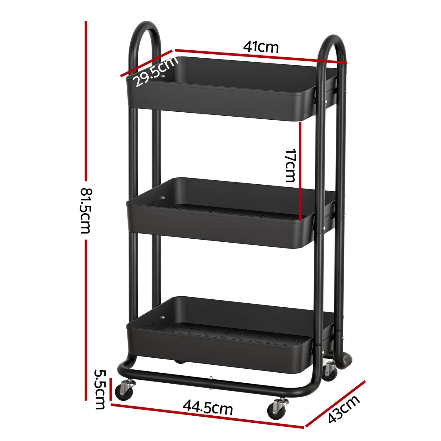 artiss-storage-trolley-kitchen-cart-3-tiers-rack-shelf-organiser-wheels-black www.mallsonline.com.au