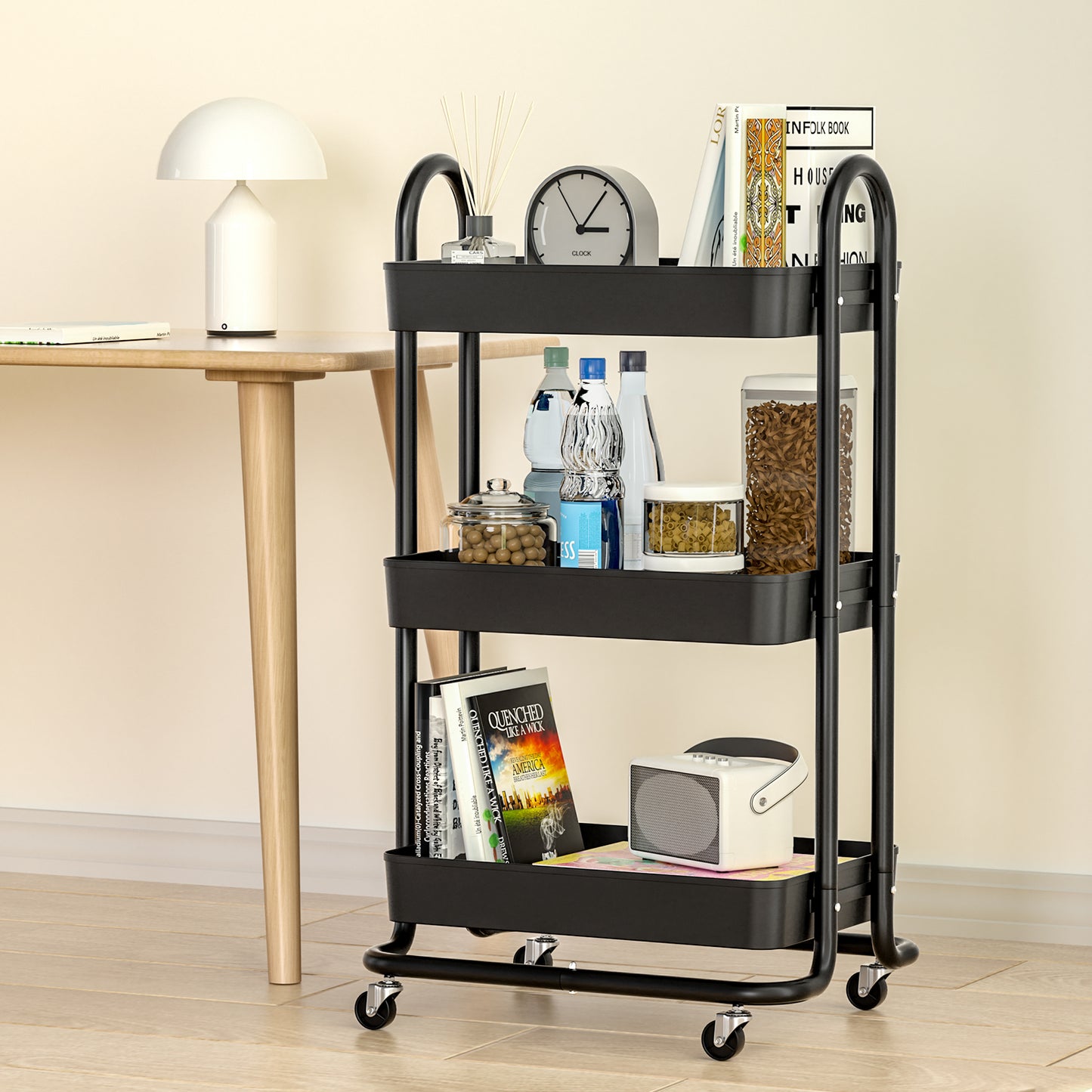 artiss-storage-trolley-kitchen-cart-3-tiers-rack-shelf-organiser-wheels-black www.mallsonline.com.au