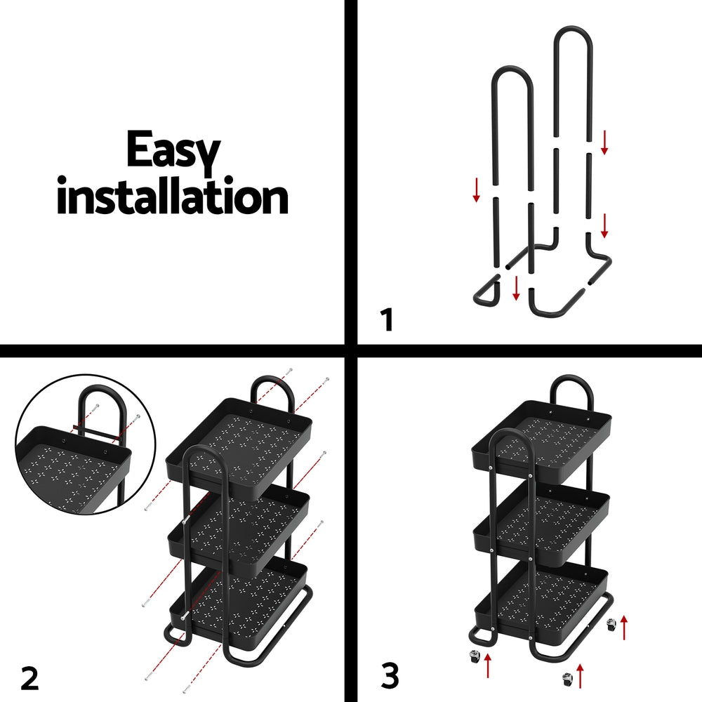 artiss-storage-trolley-kitchen-cart-3-tiers-rack-shelf-organiser-wheels-black www.mallsonline.com.au