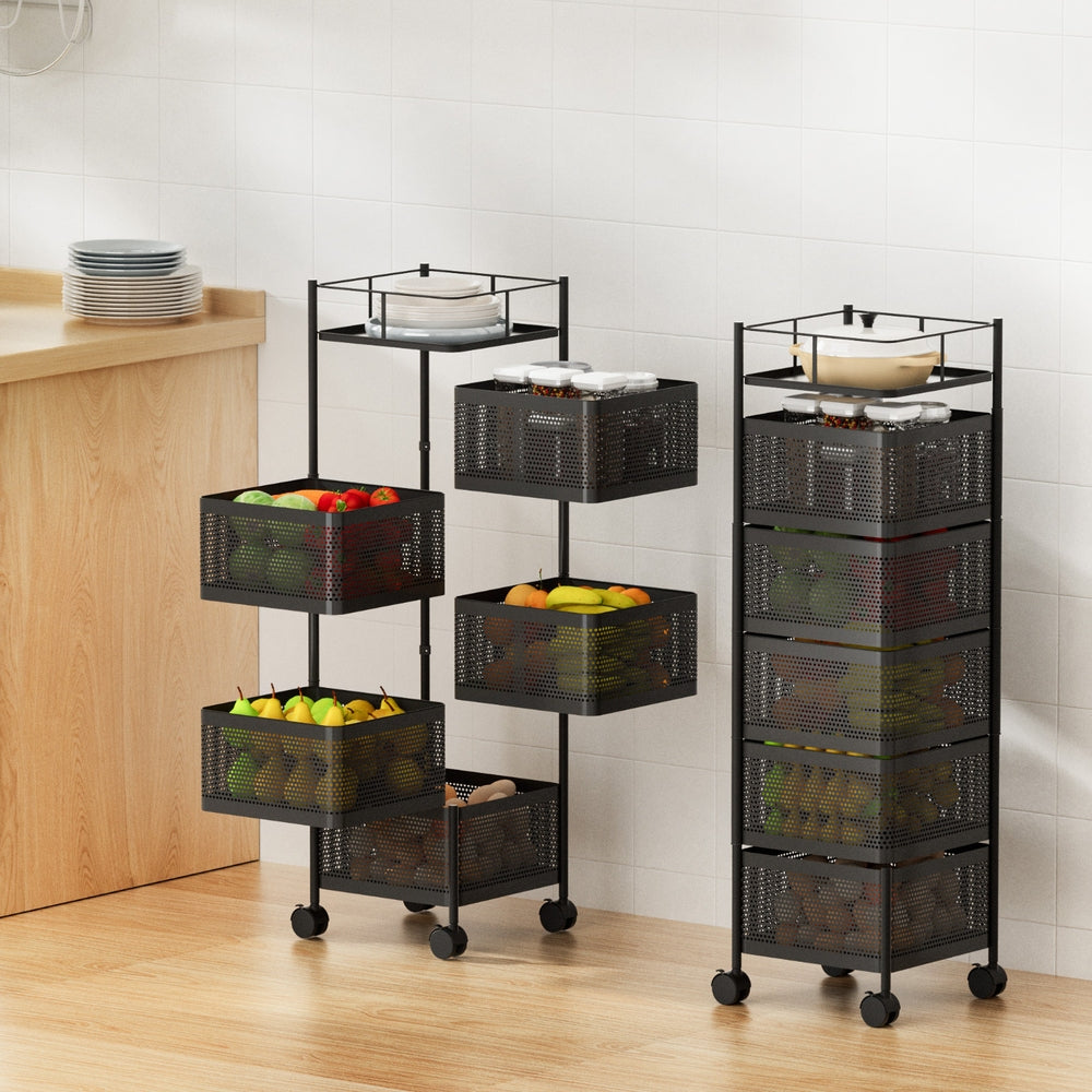 Artiss Storage Trolley Kitchen Cart 5 Tiers Storage Rack Black