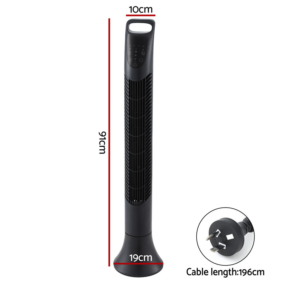 devanti-tower-fan-oscillating-3-speeds-with-remote-91cm www.mallsonline.com.au