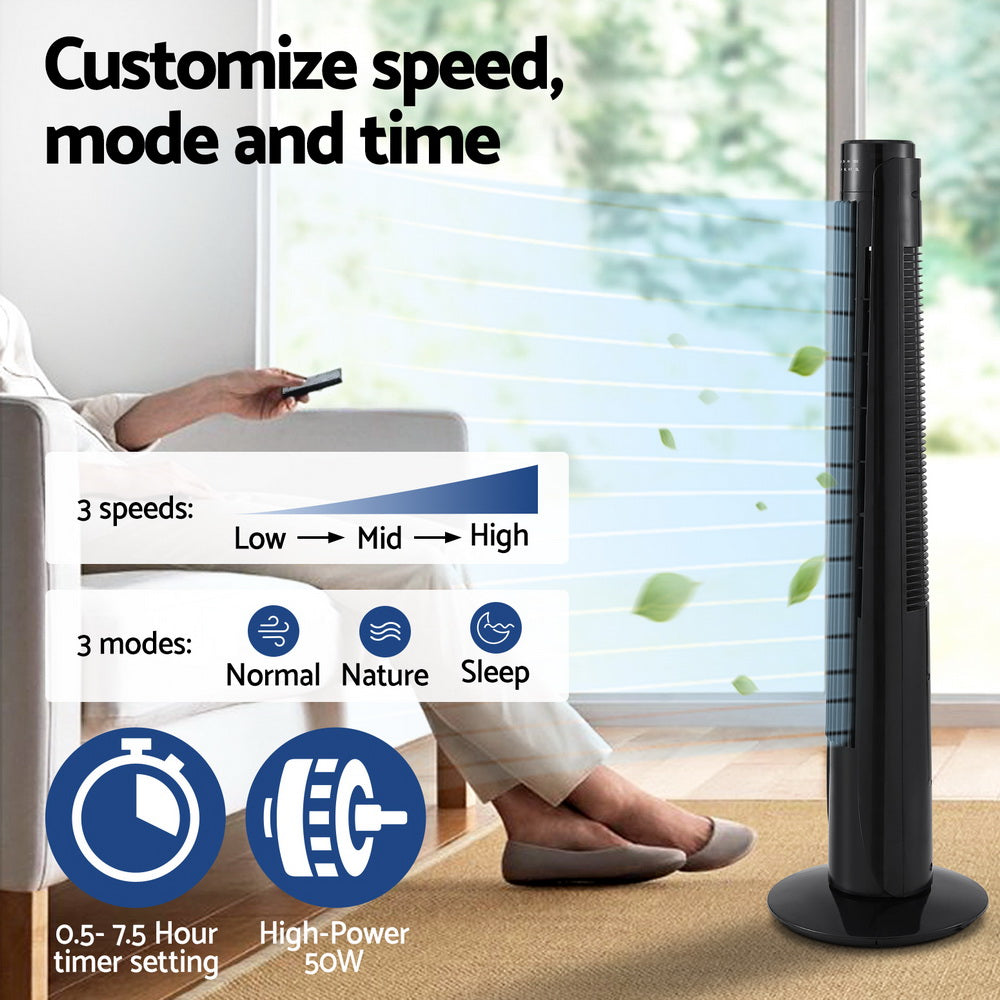 devanti-tower-fan-oscillating-3-speeds-with-remote-93cm www.mallsonline.com.au