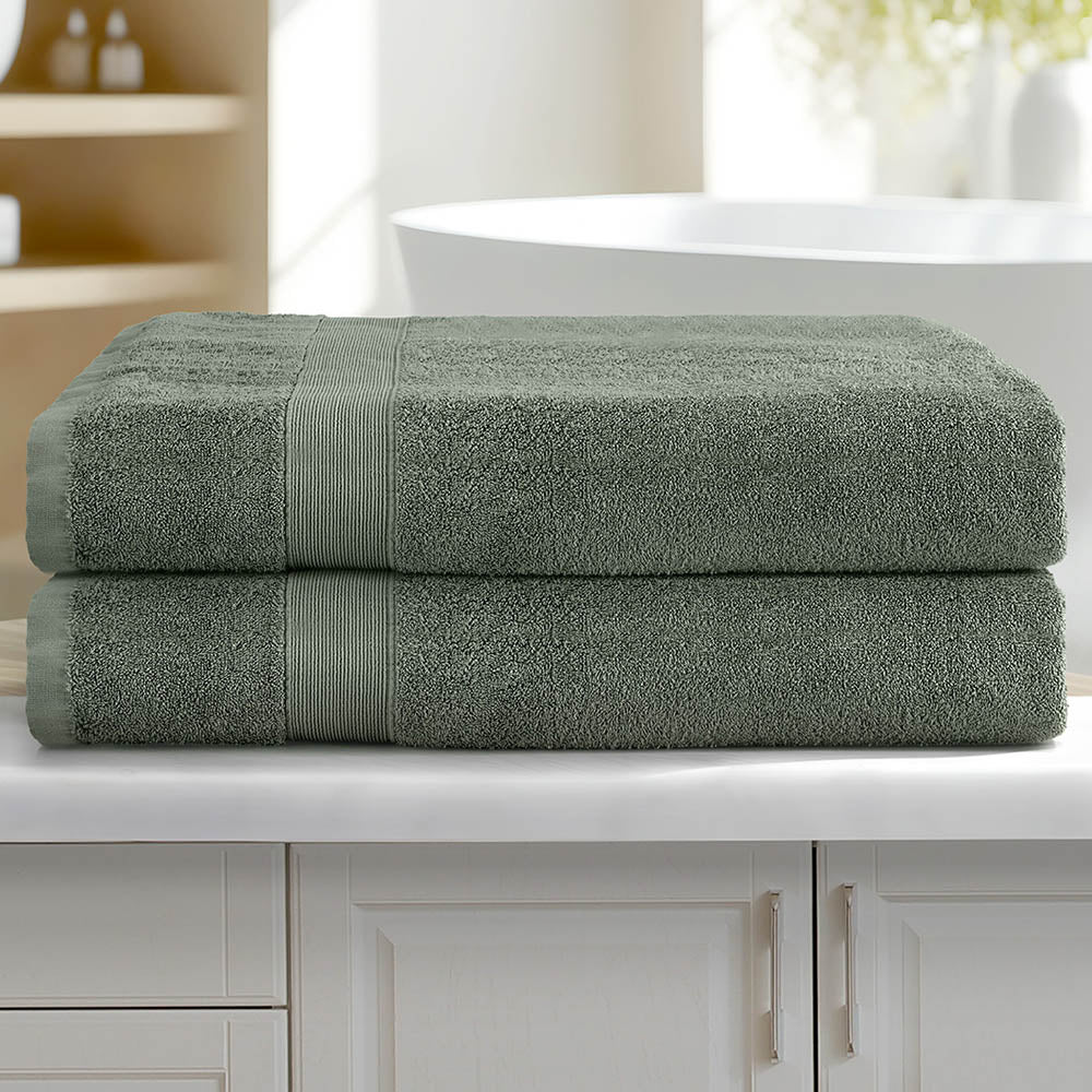 2-pack-bath-sheets-set-cotton-extra-large-towel-green www.mallsonline.com.au