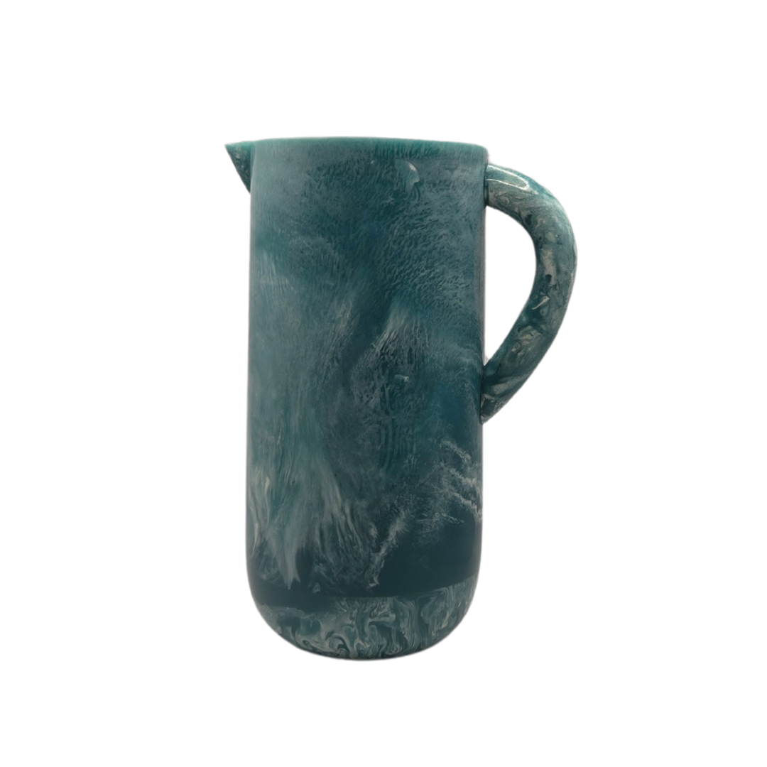 Blue Resin Pitcher Hand-Poured Marbled Jug