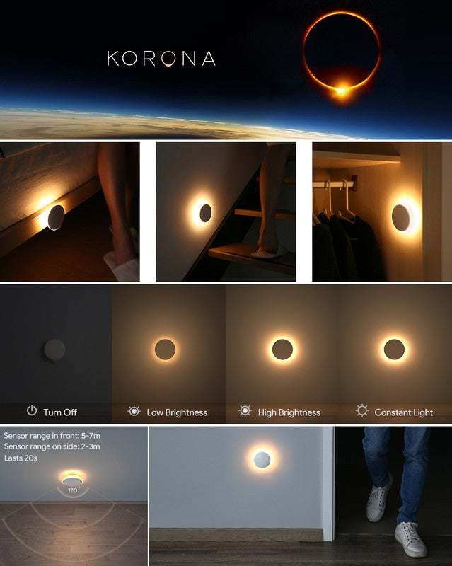 LED Motion Sensor Night Light Indoor, Cordless Battery Powered, Stick-on Warm White Light with Built-in Infrared Motion Detection, Sensor Light for Hallway,Bedroom