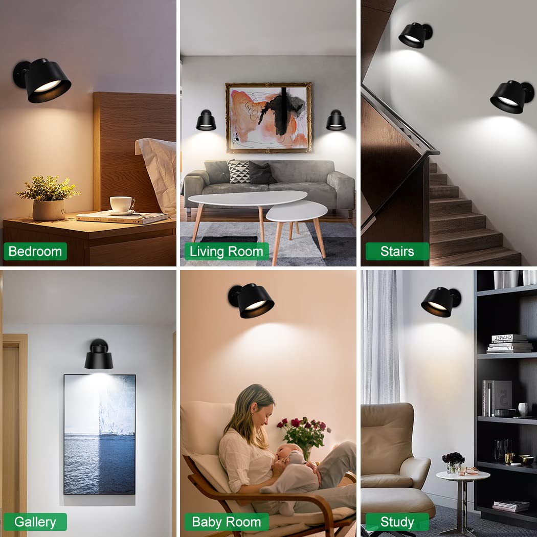 Night Light Wireless Wall Light Indoor LED 2 Pack, Battery Operated, Rechargeable Lamp with Remote, Touch Lamp Dimmable Wall Sconces