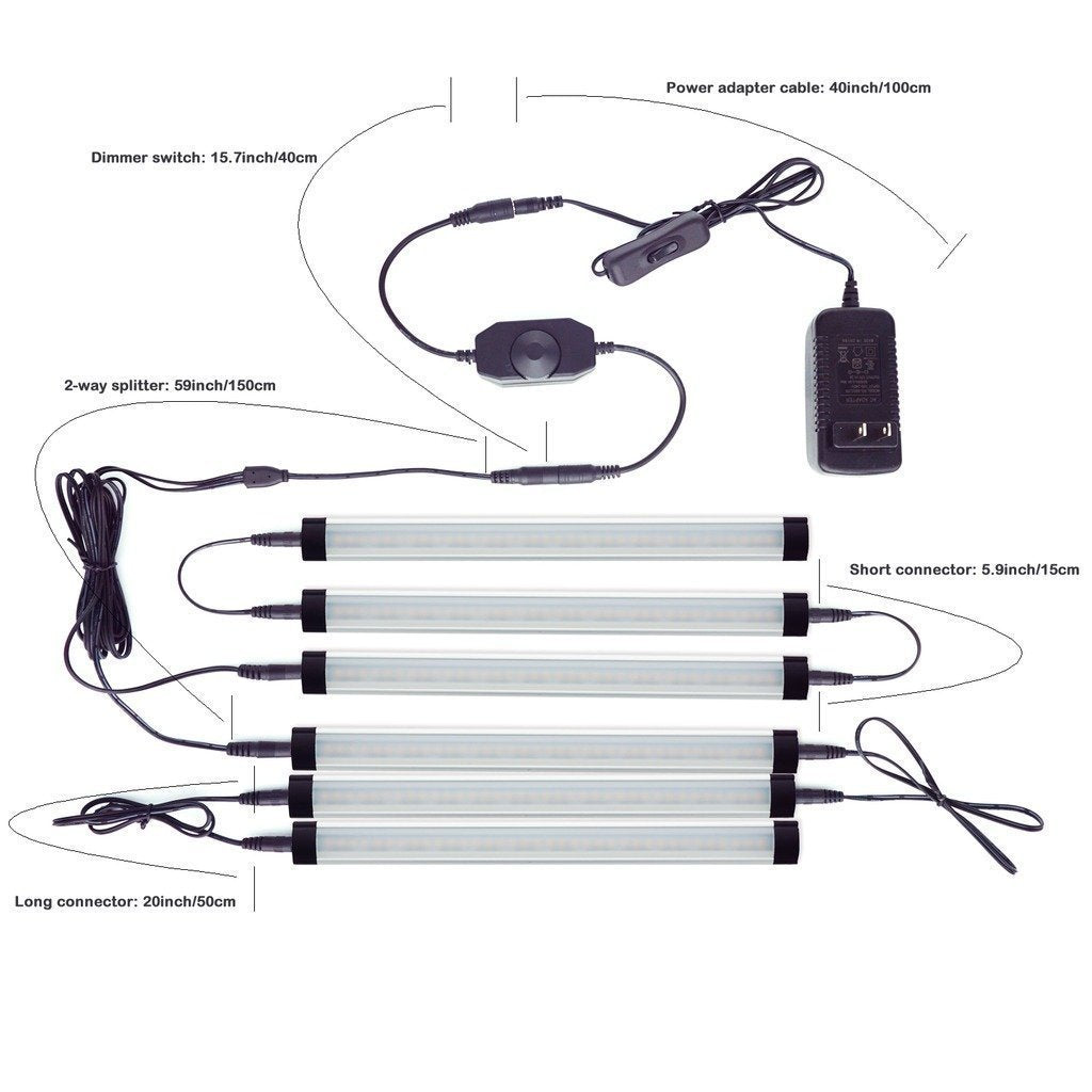 Dimmable LED Under Cabinet Lighting Under Counter LED Light Bar Linkable Kit with Rocker Switch Kitchen,Showcase,Shelf Lighting(6 Panel Kits Warmwhite)