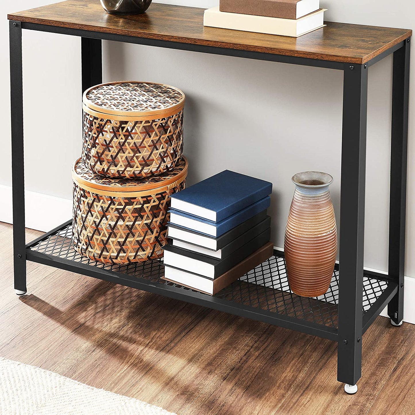 console-table-metal-frame-rustic-brown at www.mallsonline.com.au