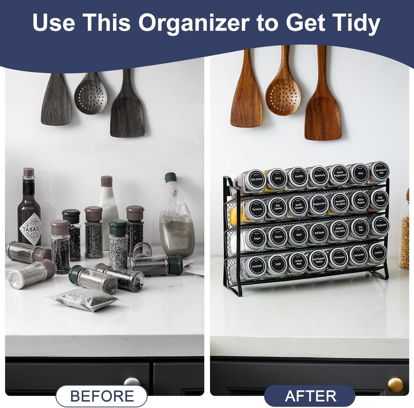 spice-rack-organiser-with-28-spice-jars-spice-labels-funnel-and-marker-for-kitchen-countertop www.mallsonline.com.au