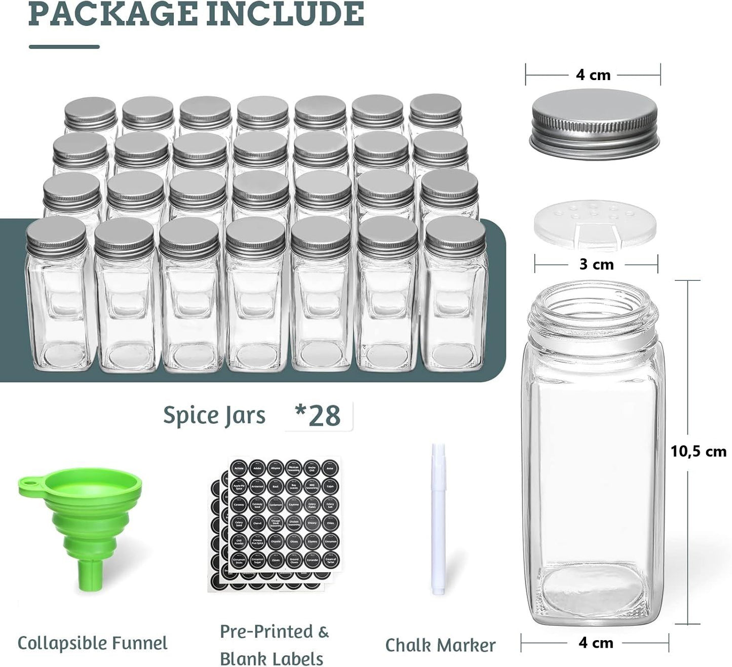 spice-rack-organiser-with-28-spice-jars-spice-labels-funnel-and-marker-for-kitchen-countertop www.mallsonline.com.au