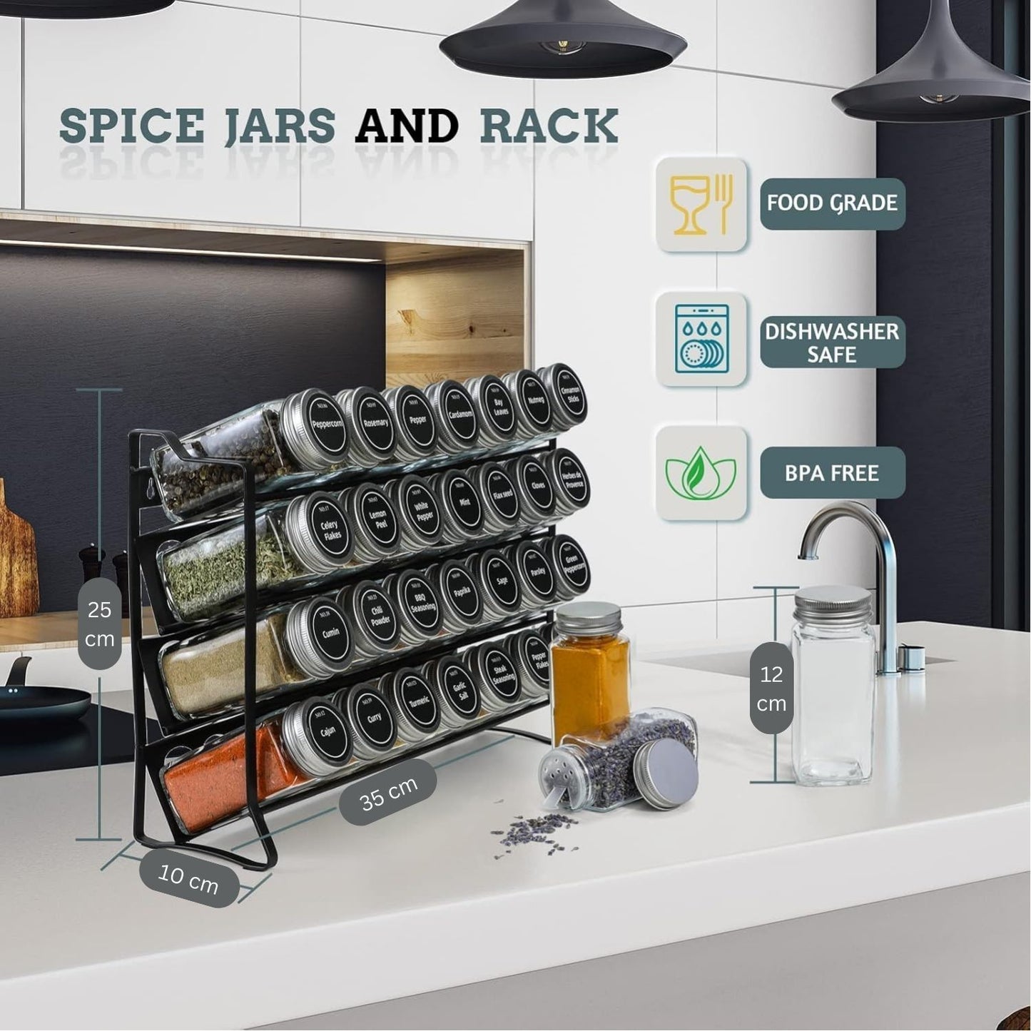 spice-rack-organiser-with-28-spice-jars-spice-labels-funnel-and-marker-for-kitchen-countertop www.mallsonline.com.au