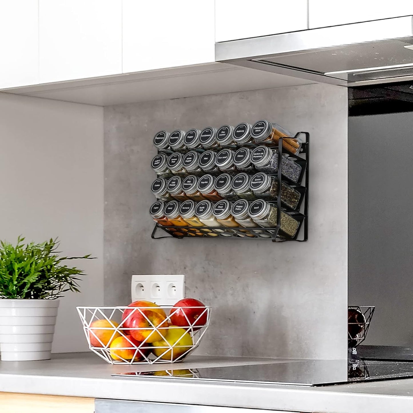 spice-rack-organiser-with-28-spice-jars-spice-labels-funnel-and-marker-for-kitchen-countertop www.mallsonline.com.au