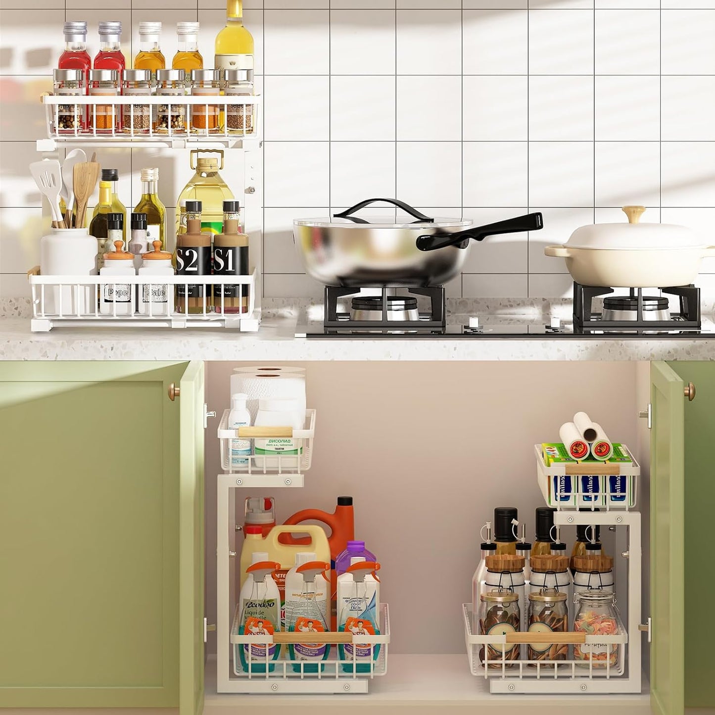 2-tier-kitchen-under-sink-organiser-storage-with-height-adjustable-unique-slide-rail-suction-cups-for-storage-1 www.mallsonline.com.au