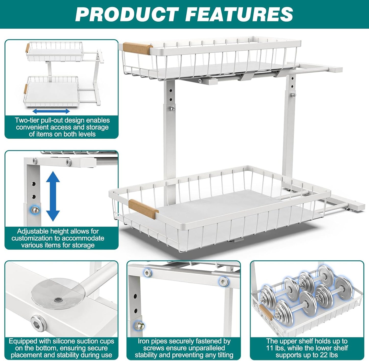 2-tier-kitchen-under-sink-organiser-storage-with-height-adjustable-unique-slide-rail-suction-cups-for-storage-1 www.mallsonline.com.au