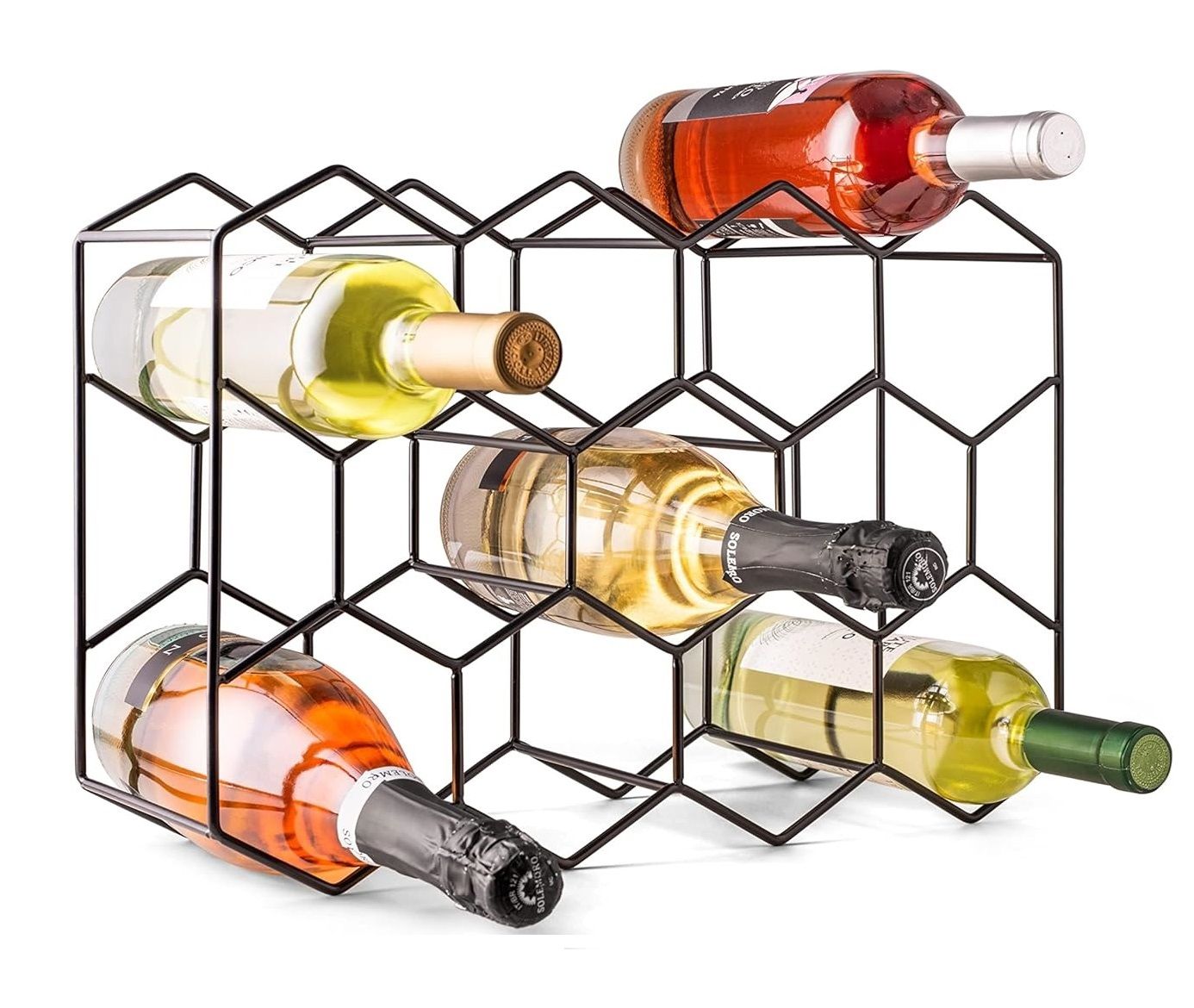 14-bottle-freestanding-modern-metal-countertop-wine-rack-countertop www.mallsonline.com.au