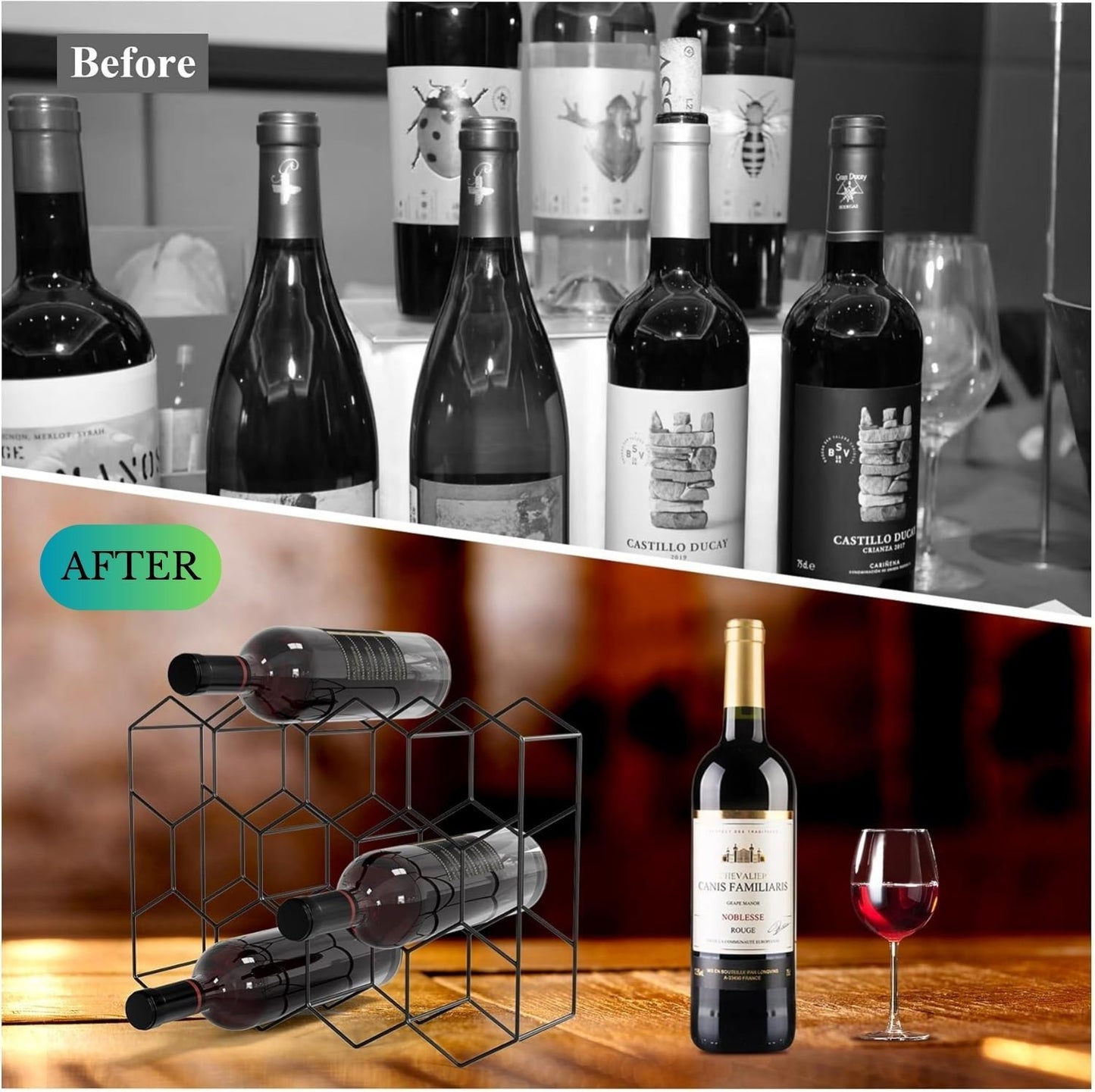 14-bottle-freestanding-modern-metal-countertop-wine-rack-countertop www.mallsonline.com.au