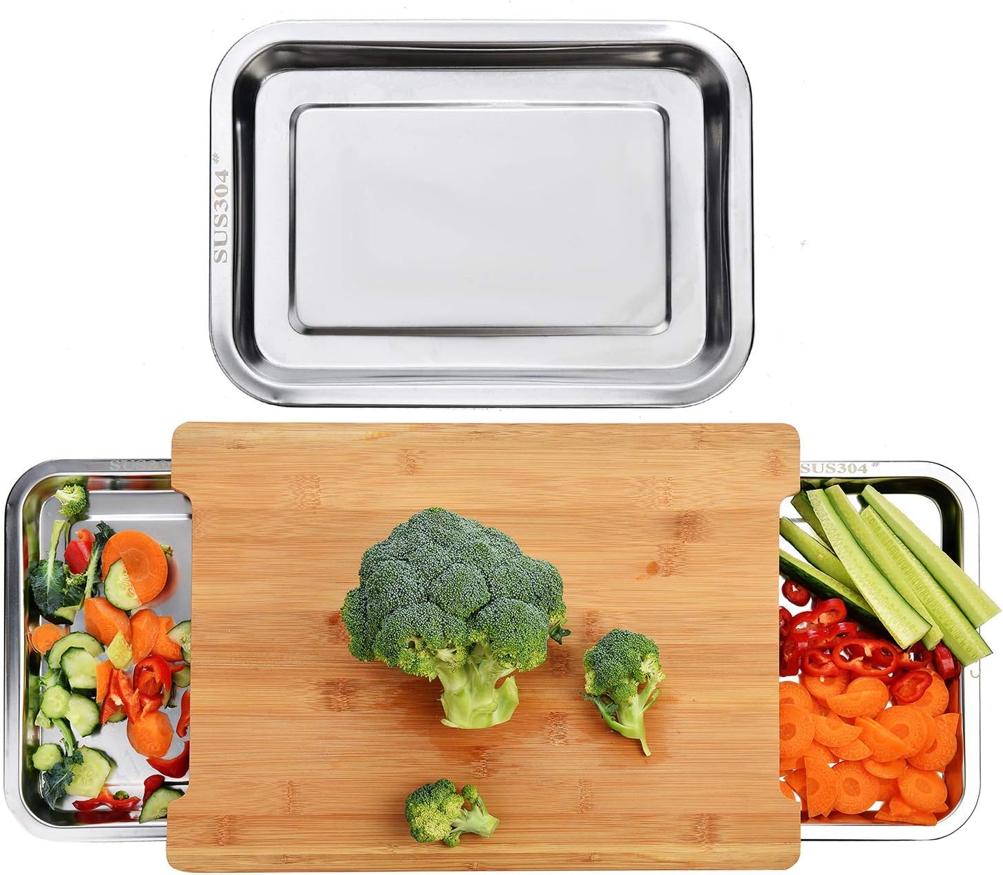 chopping-board-with-with-2-organiser-stainless-steel-trays-containers www.mallsonline.com.au