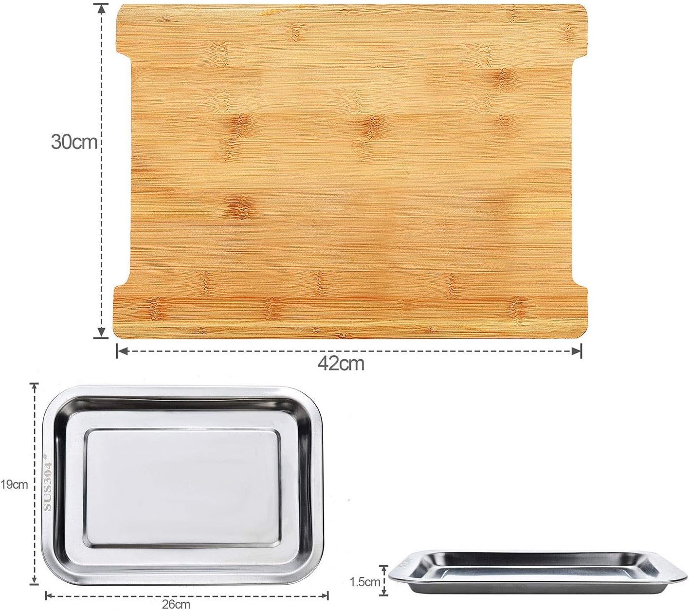 chopping-board-with-with-2-organiser-stainless-steel-trays-containers www.mallsonline.com.au