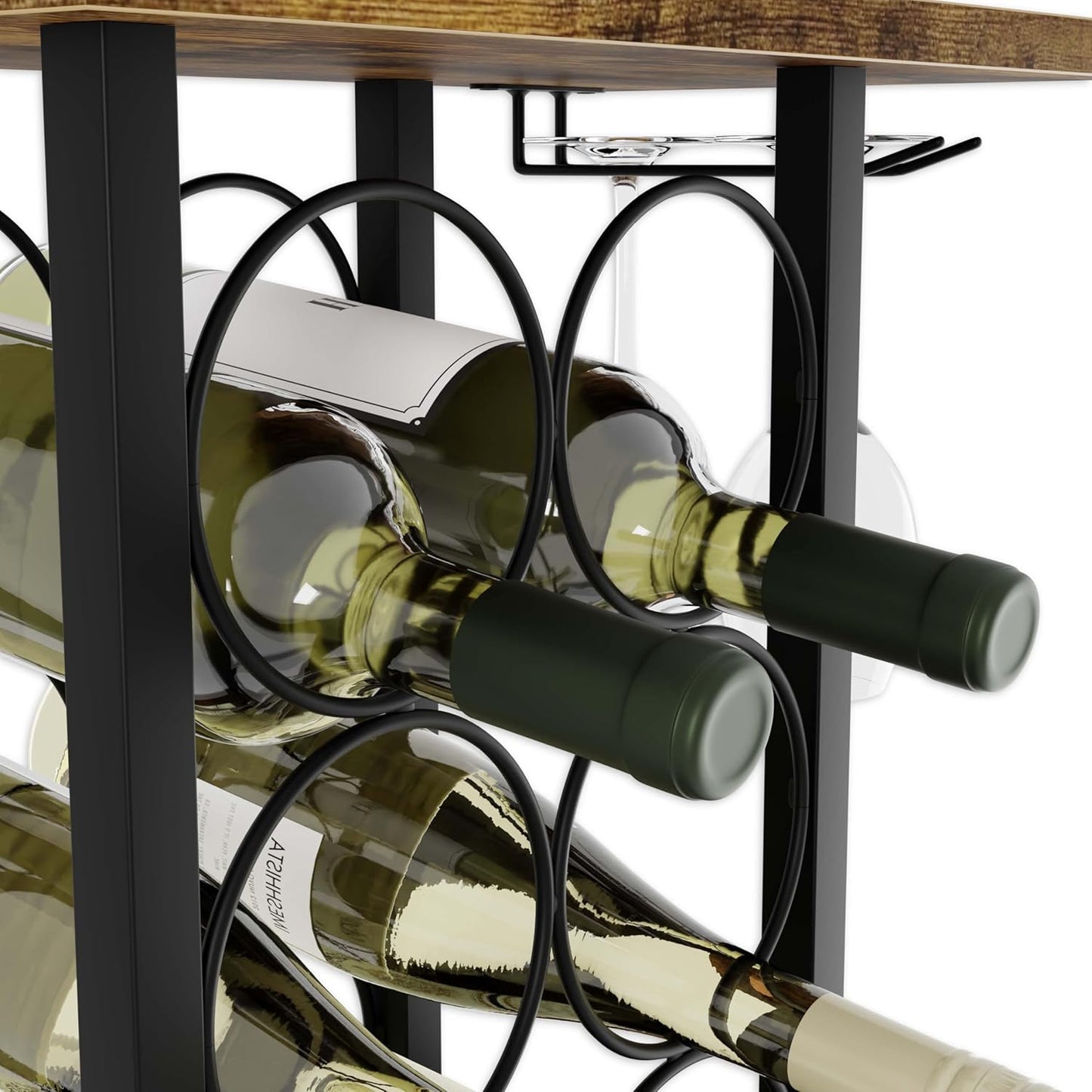 wine-rack-countertop-wooden-metal-holder-for-6-bottles-2-glasses www.mallsonline.com.au