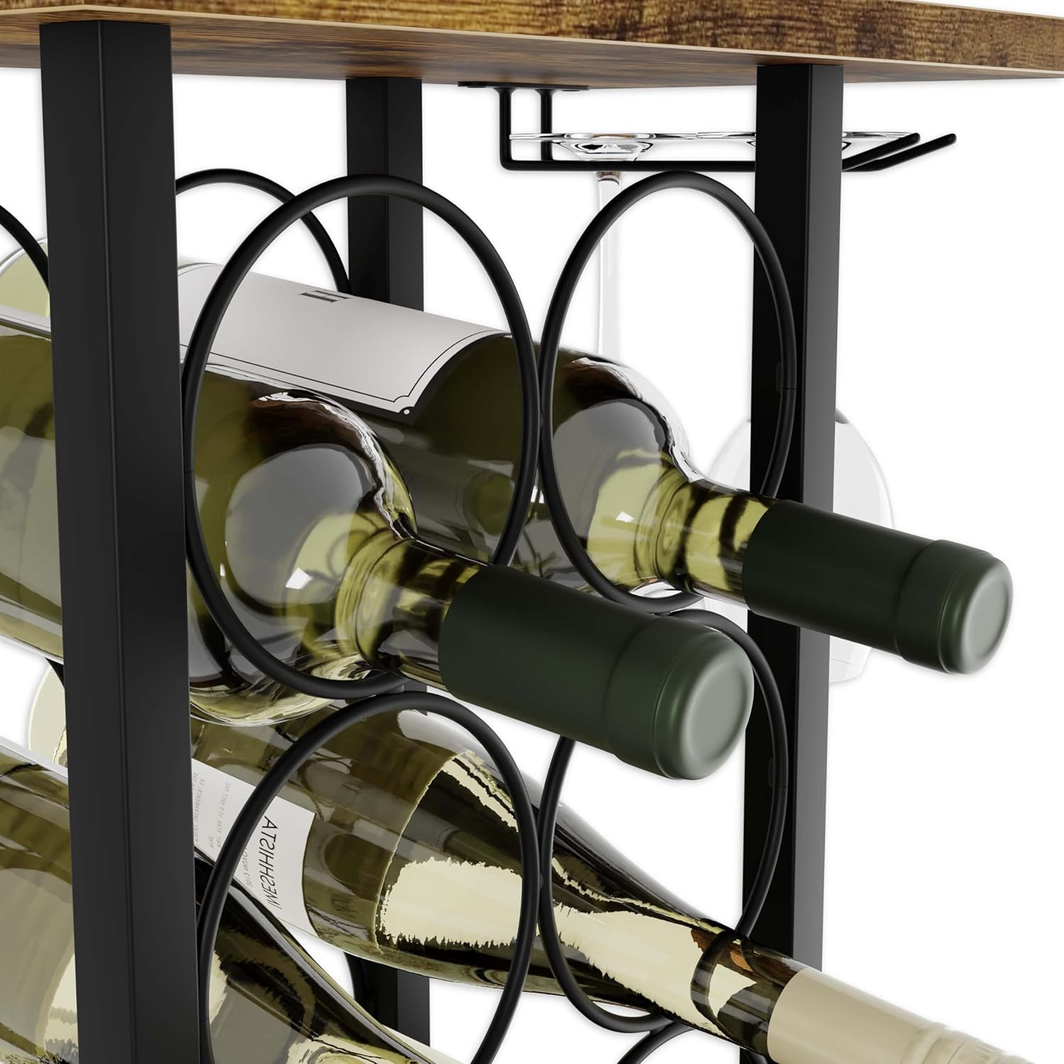 wine-rack-countertop-wooden-metal-holder-for-6-bottles-2-glasses www.mallsonline.com.au