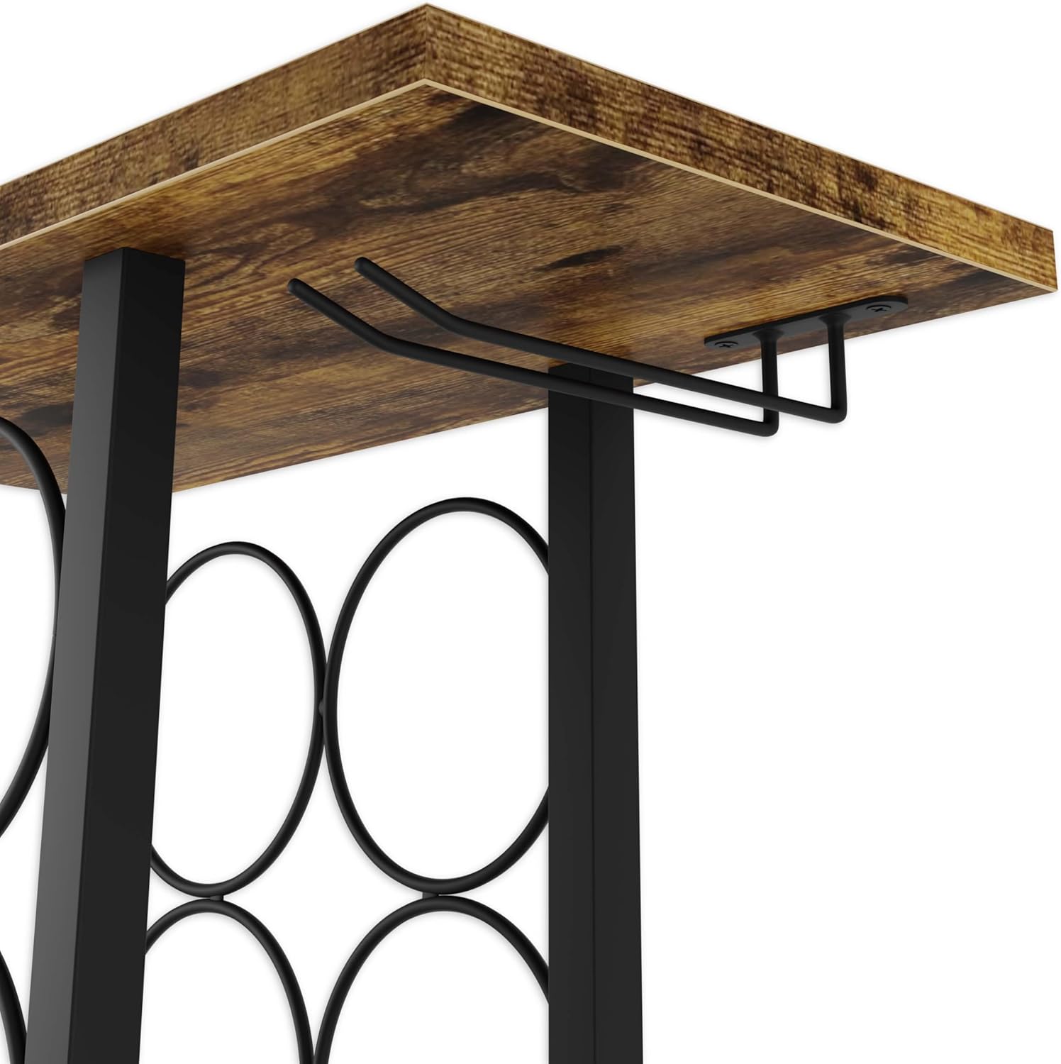 wine-rack-countertop-wooden-metal-holder-for-6-bottles-2-glasses www.mallsonline.com.au