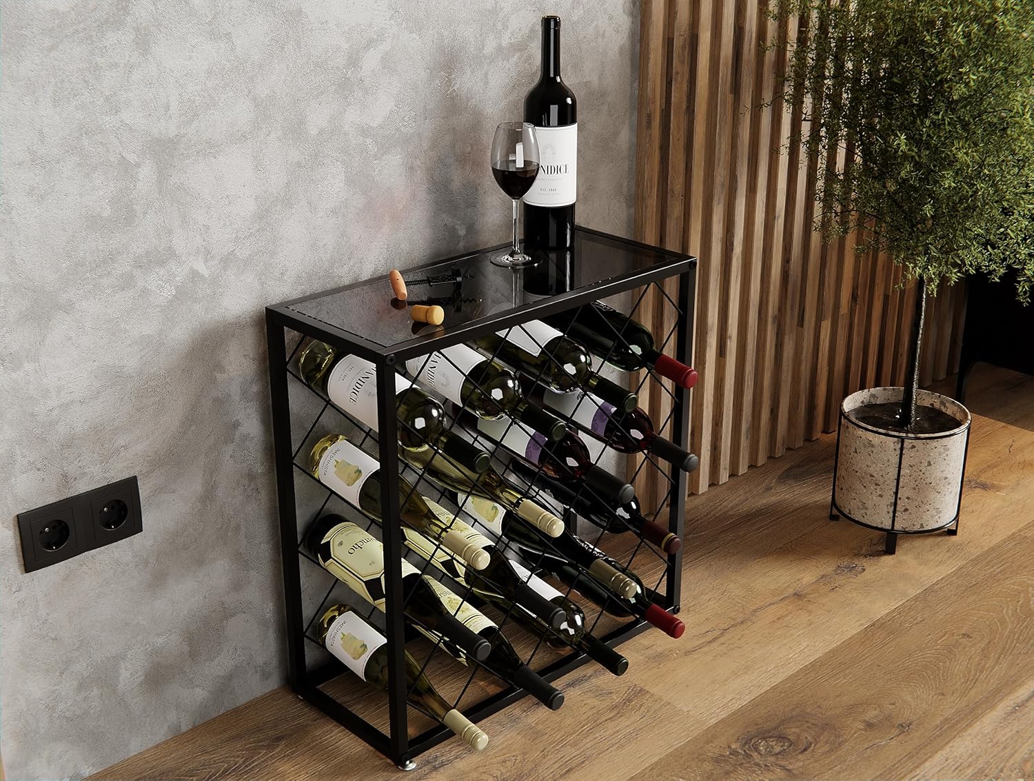 freestanding-metal-wine-rack-for-25-bottles www.mallsonline.com.au