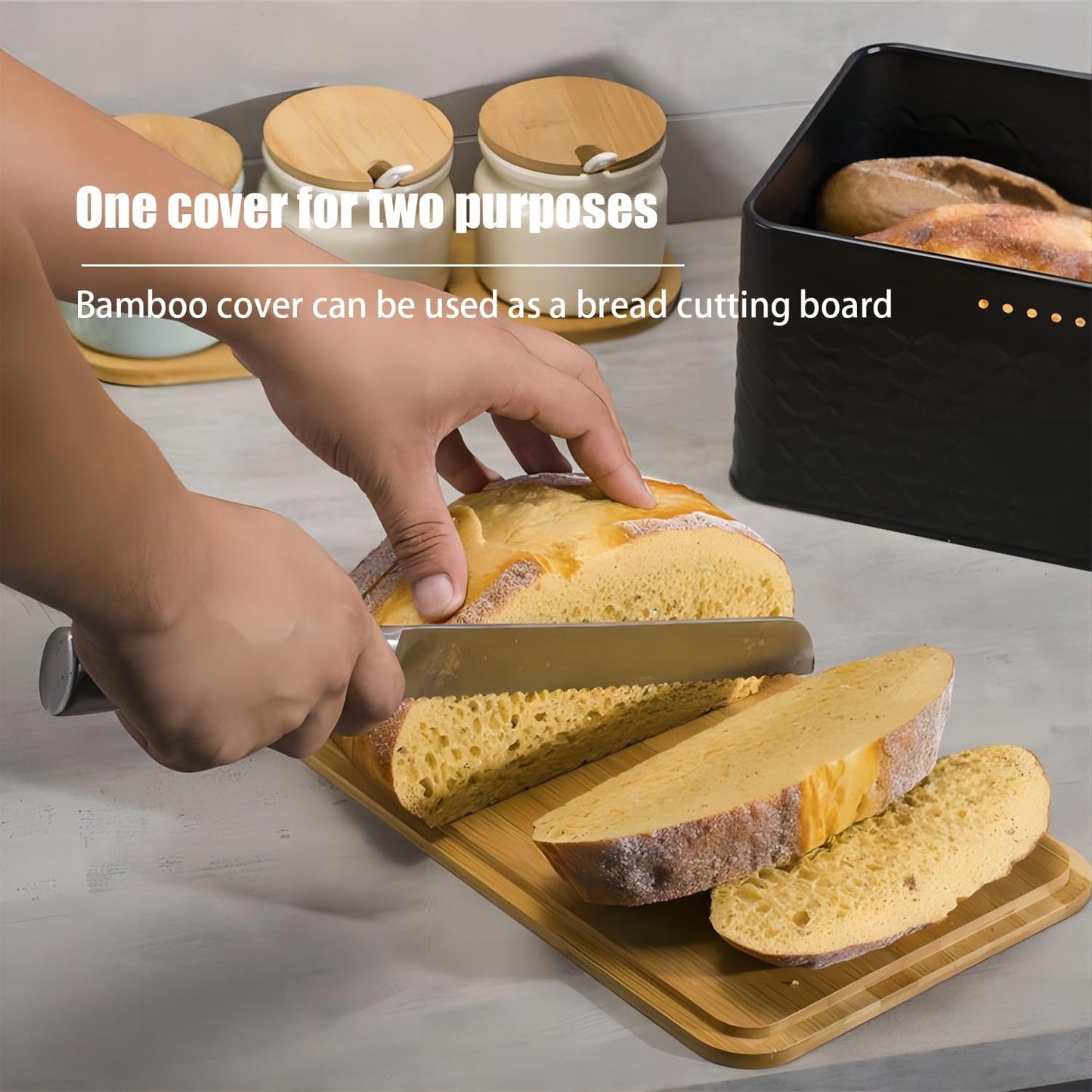 bread-bin-with-bamboo-lid-used-as-chopping-board-for-kitchen-countertop www.mallsonline.com.au