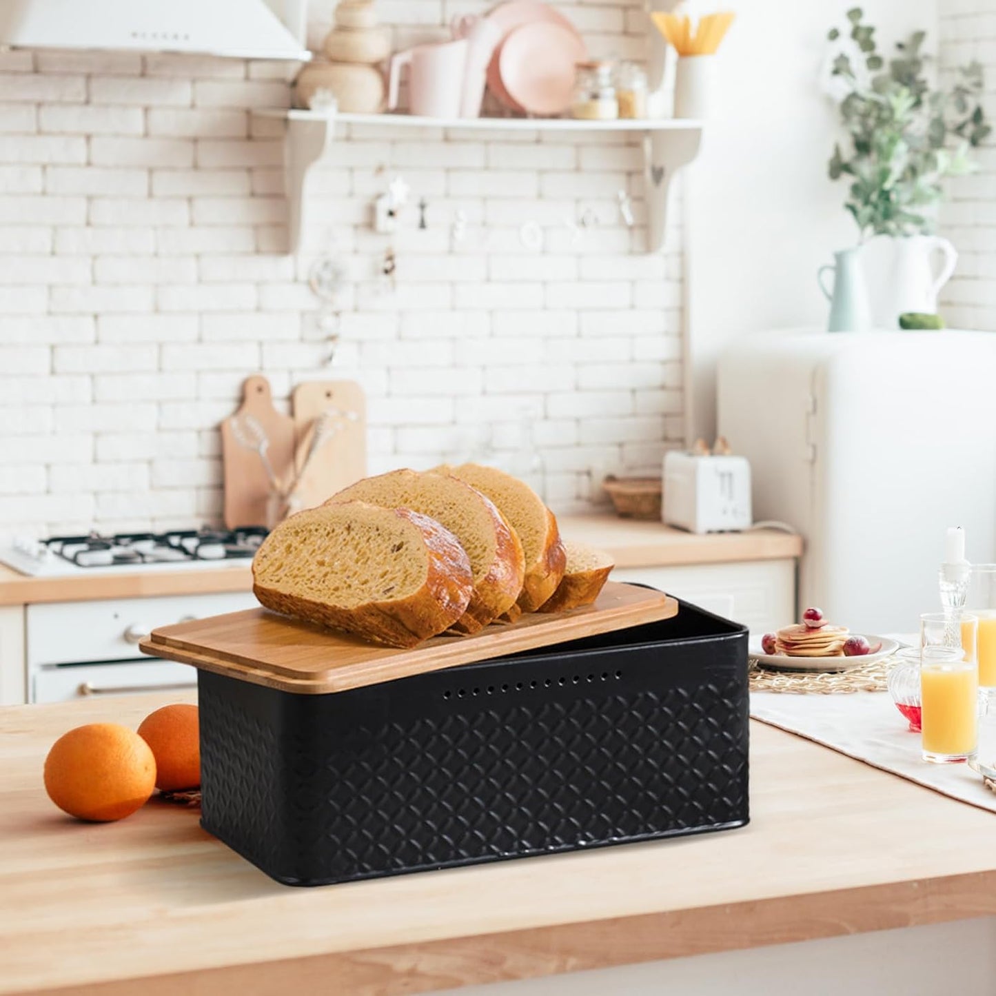 bread-bin-with-bamboo-lid-used-as-chopping-board-for-kitchen-countertop www.mallsonline.com.au