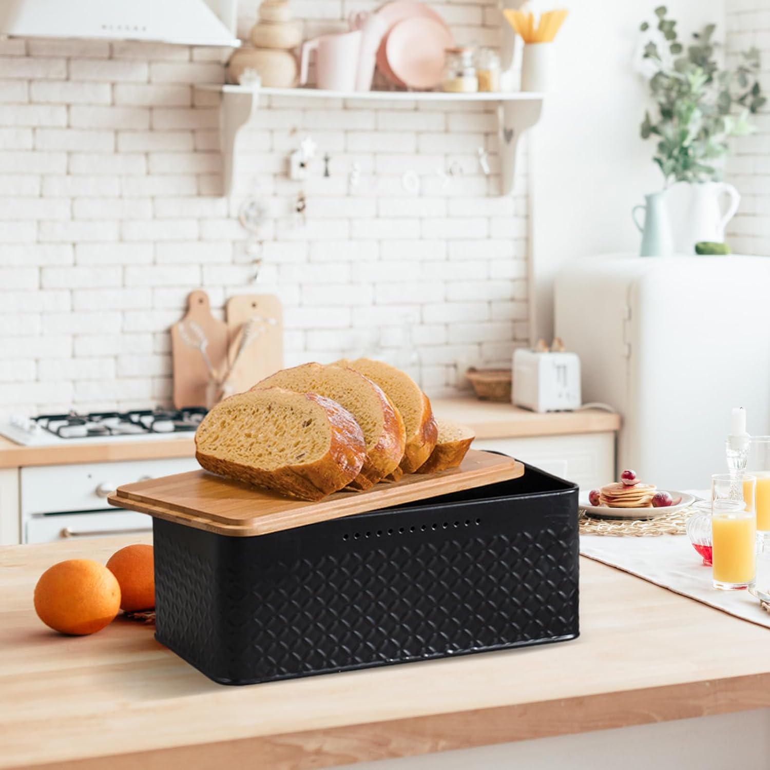 bread-bin-with-bamboo-lid-used-as-chopping-board-for-kitchen-countertop www.mallsonline.com.au