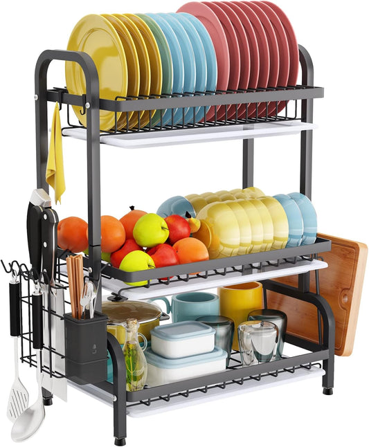 dish-drying-rack-3-tier-large-capacity-kitchen-storage-with-utensil-and-cutting-board-holder www.mallsonline.com.au