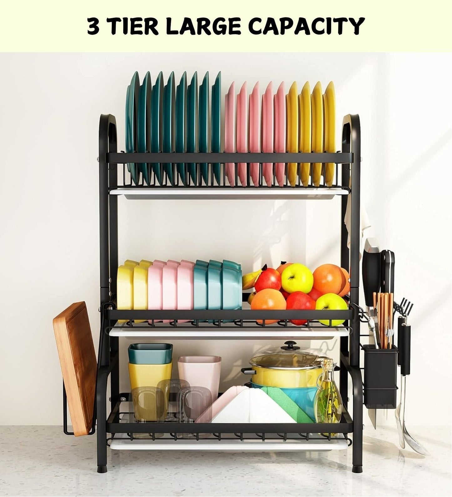 dish-drying-rack-3-tier-large-capacity-kitchen-storage-with-utensil-and-cutting-board-holder www.mallsonline.com.au