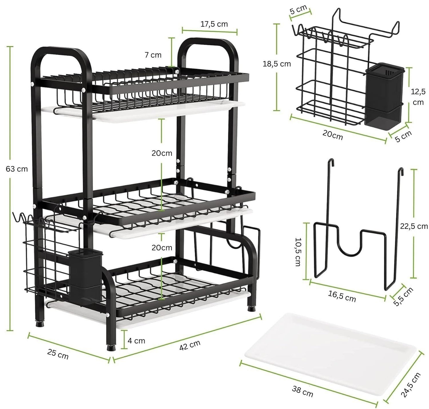 dish-drying-rack-3-tier-large-capacity-kitchen-storage-with-utensil-and-cutting-board-holder www.mallsonline.com.au