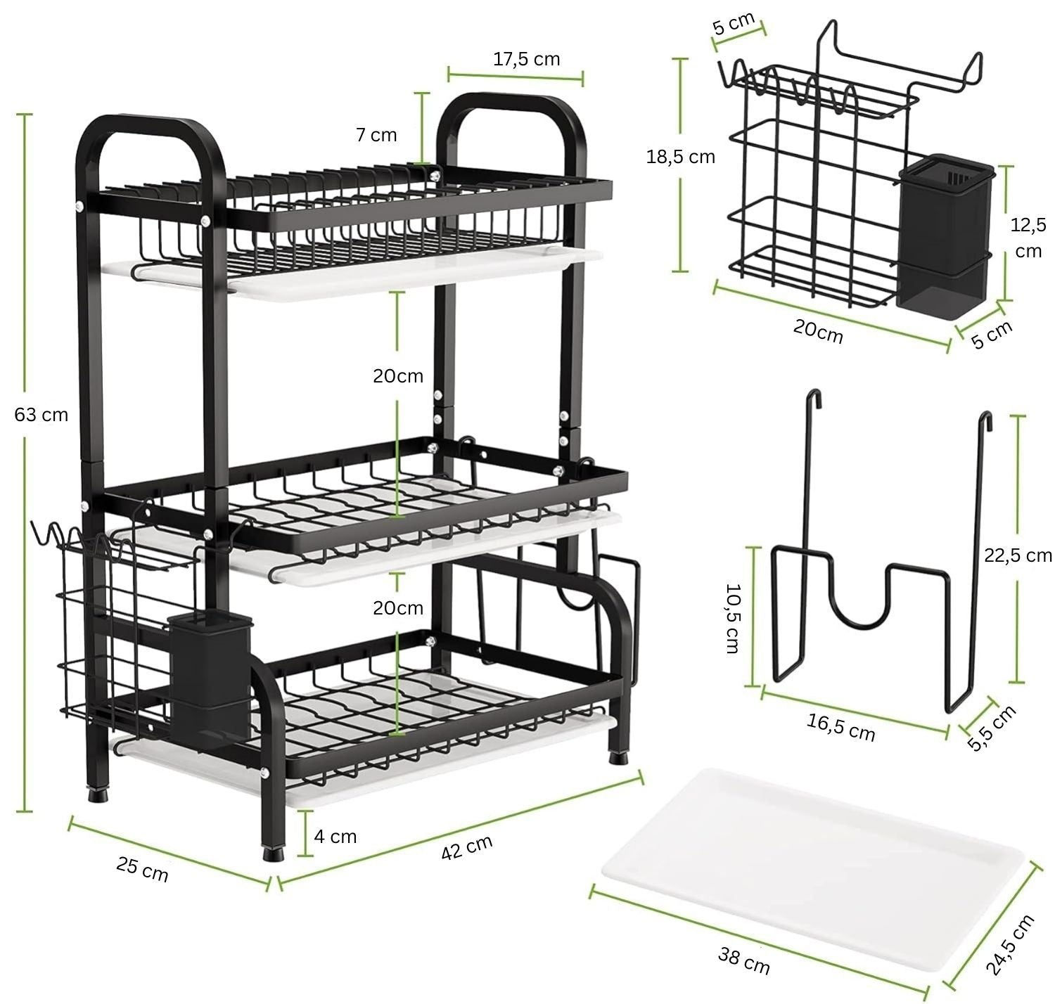dish-drying-rack-3-tier-large-capacity-kitchen-storage-with-utensil-and-cutting-board-holder www.mallsonline.com.au