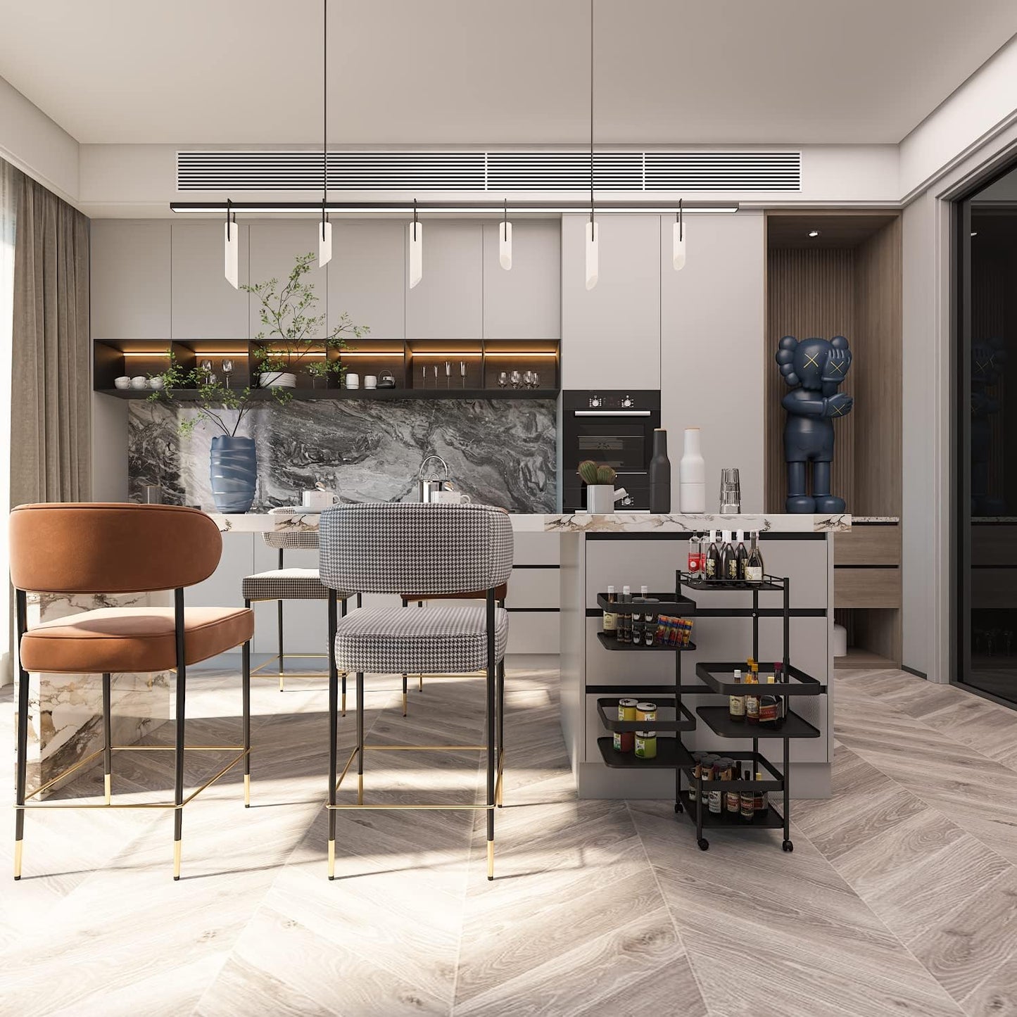 CARLA HOME Metal 5-Tier Rolling Vegetable and Fruit Basket Cart Stand for Kitchen & Storage