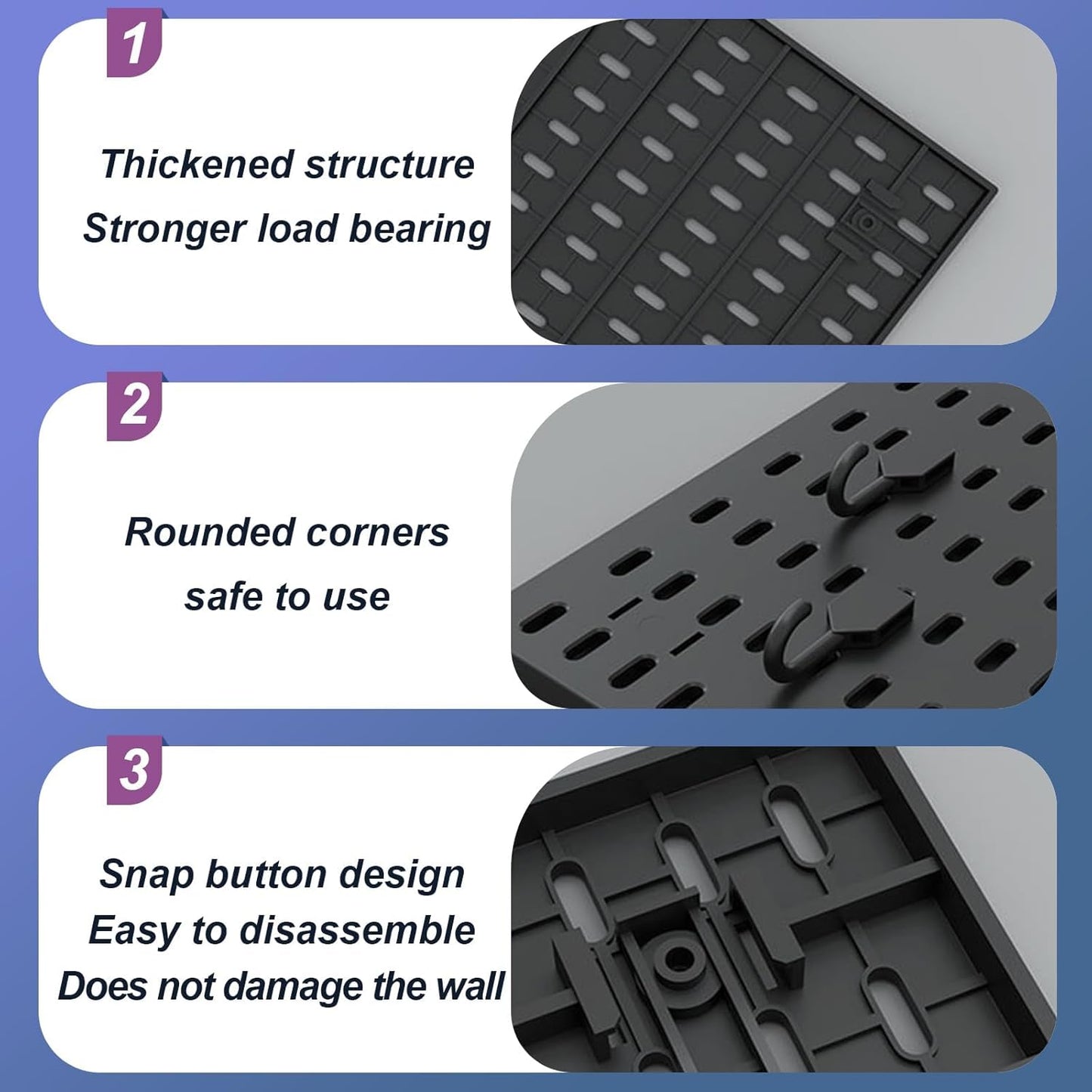 CARLA HOME 2 Pack Desk Pegboard Organizer Kit with Hooks, Tray & Mount Ideal for Office, Gaming Setup & Home Workspace Organization (Black)