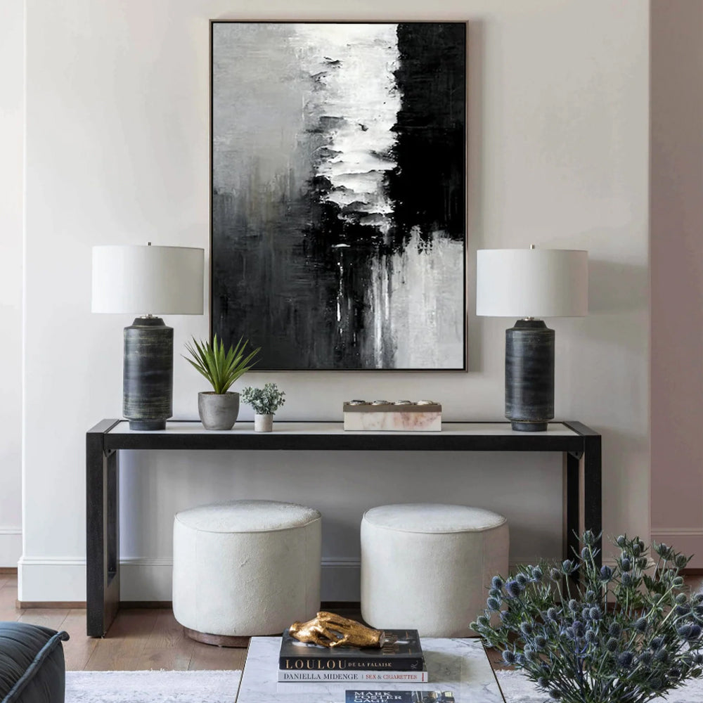 50cmx70cm-abstract-black-white-artwork-black-frame-canvas-wall-art www.mallsonline.com.au
