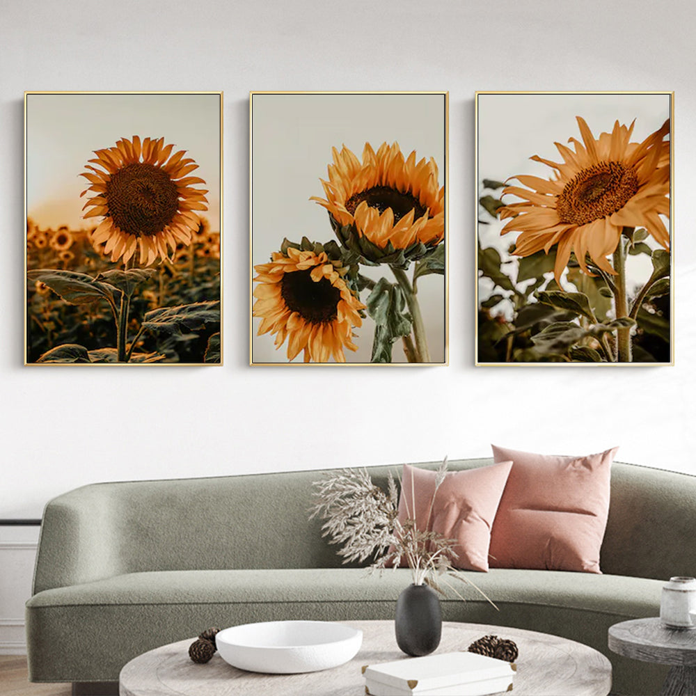 40cmx60cm-sunflower-3-sets-gold-frame-canvas-wall-art at www.mallsonline.com.au