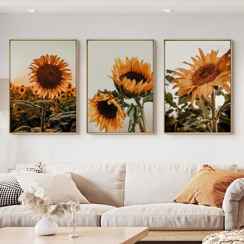 40cmx60cm-sunflower-3-sets-gold-frame-canvas-wall-art at www.mallsonline.com.au
