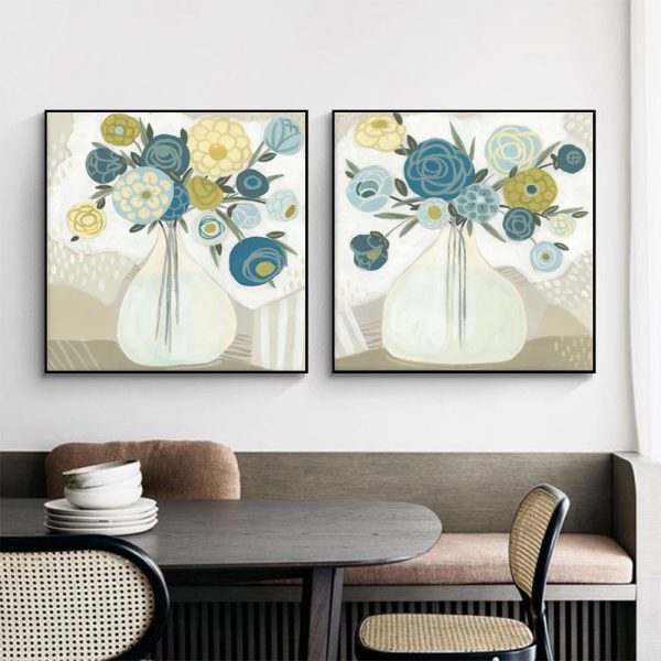 40cmx40cm-blue-bouquet-2-sets-black-frame-canvas-wall-art www.mallsonline.com.au