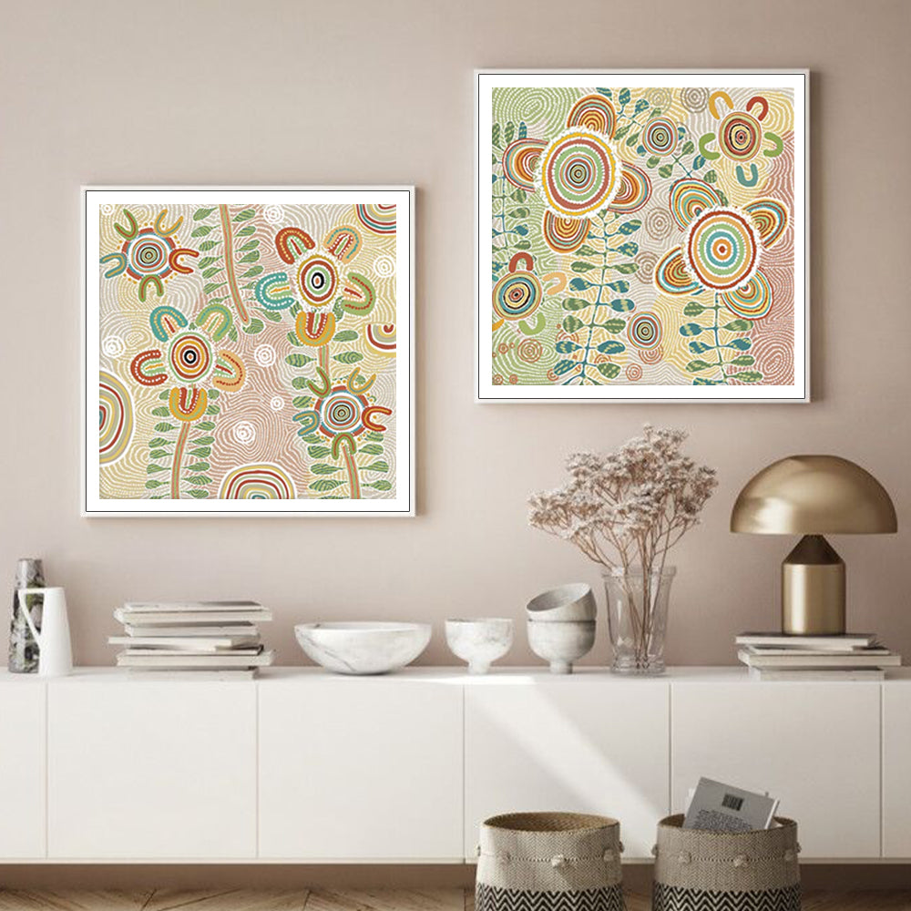 50cmx50cm-lovely-pattern-2-sets-white-frame-canvas-wall-art www.mallsonline.com.au