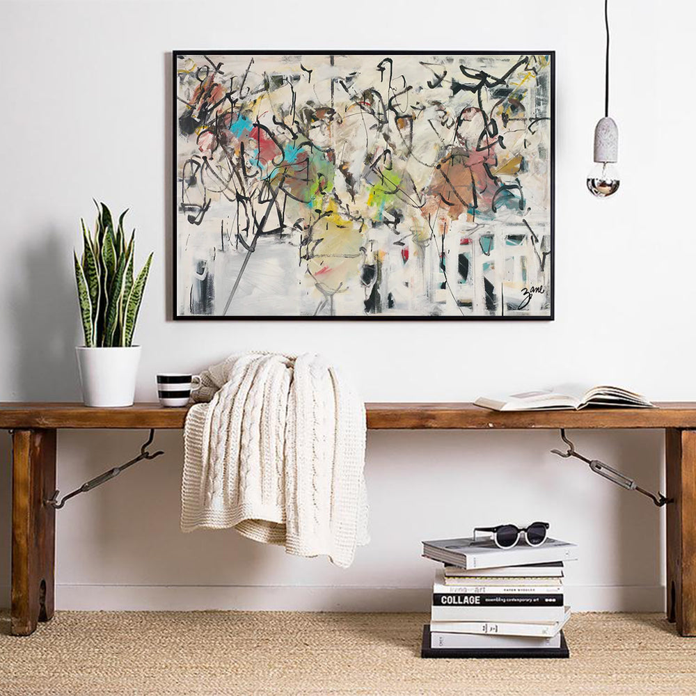 80cmx120cm-abstract-white-dream-black-frame-canvas-wall-art www.mallsonline.com.au