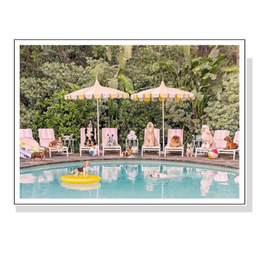50cmx70cm-dogs-at-beverley-hills-hotel-white-frame-canvas-wall-art www.mallsonline.com.au