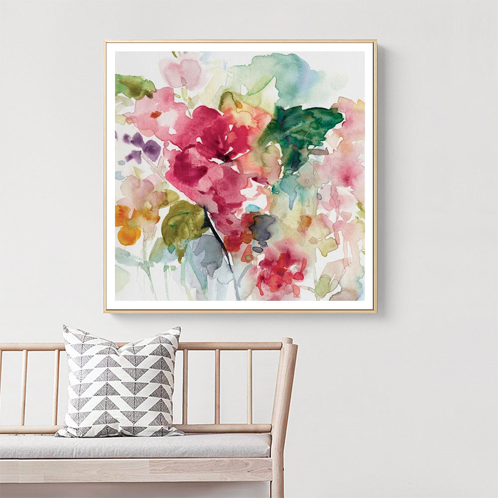 80cmx80cm-floral-brunch-gold-frame-canvas-wall-art www.mallsonline.com.au