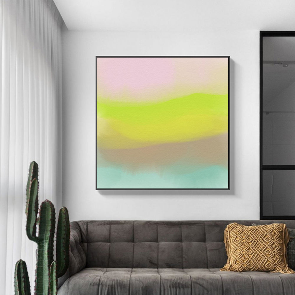 100cmx100cm-colorful-watercolor-black-frame-canvas-wall-art www.mallsonline.com.au